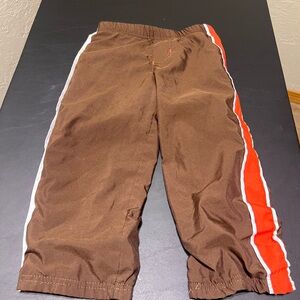 Little Rebels Brown w/Orange Stripe Nylon Athletic Pants Boys 2T